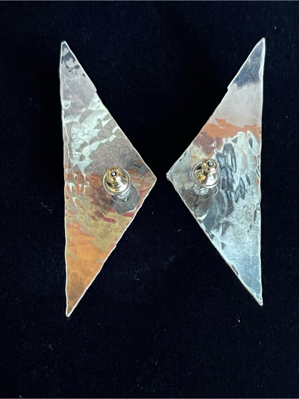 1980’s Vintage Modernist Geometric Sterling Silver Earrings - Picture 3 of 4